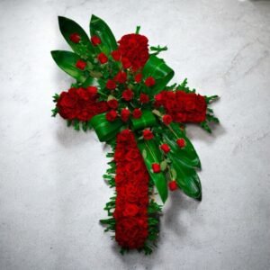 Cruz Fúnebre Rosas Rojas