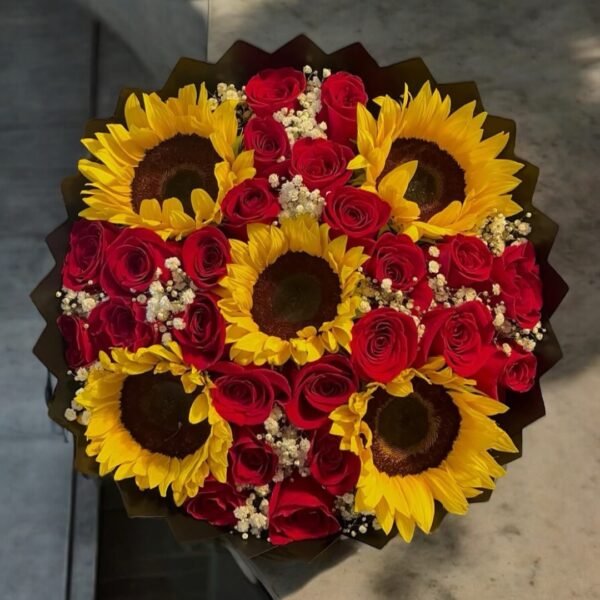 Ramo Rosas Rojas y Girasoles