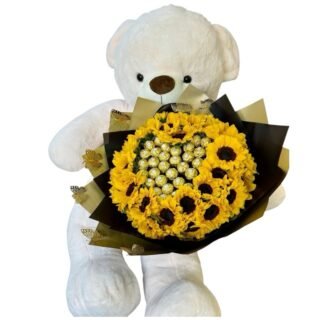Ramo Girasoles Ferreros y Oso