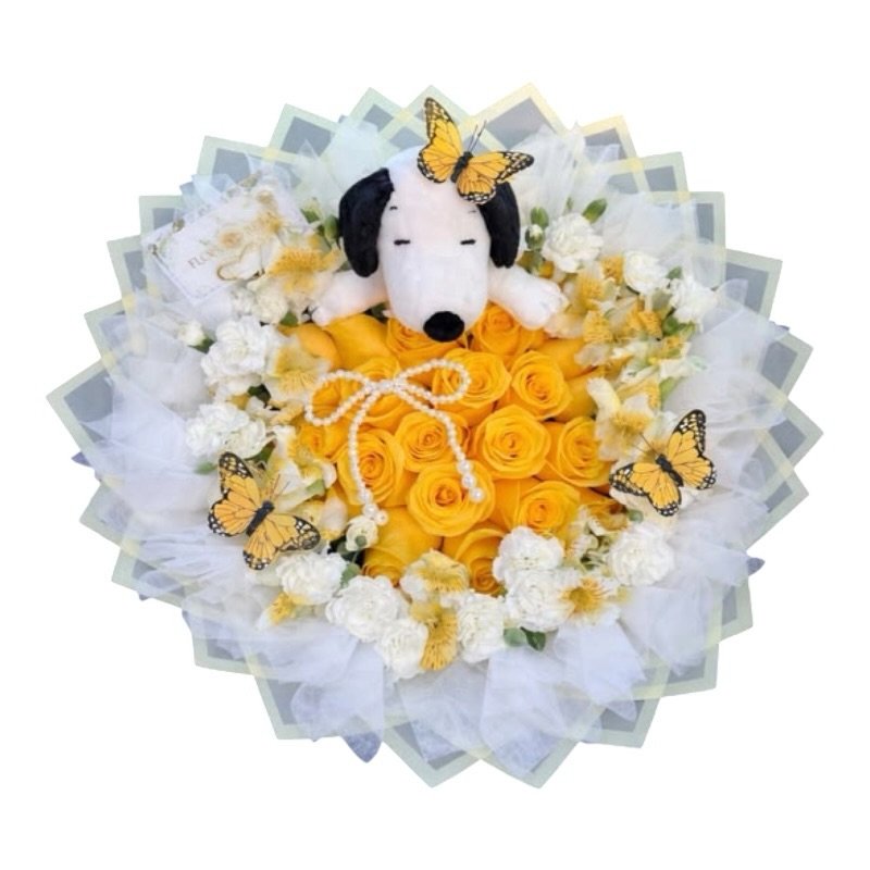 Ramo Snoopy Rosas Amarillas
