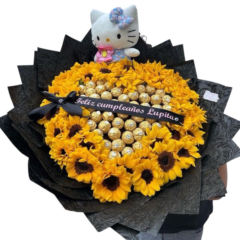 Ramo Hello Kitty Girasoles y Ferreros