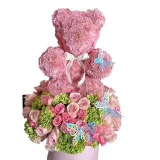 Caja Oso Rosa Rosas