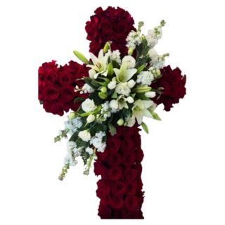 Cruz Fúnebre Rosas Rojas